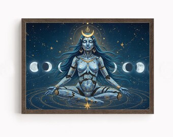 Aztec Wall Art, Coyolxauhqui Art, Aztec Moon Goddess Decor, Aztec Mythology Artwork, Mexican Aztec Art, Goddess of the Moon