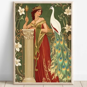 Hera Wall Art, Greek Goddess of Marriage and Queenship, Mythology Inspired Print, Divine Feminine Decor, Greek Mythology Poster