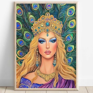 Hera Wall Art, Greek Goddess of Marriage and Queenship, Mythology Inspired Print, Divine Feminine Decor, Greek Mythology Poster