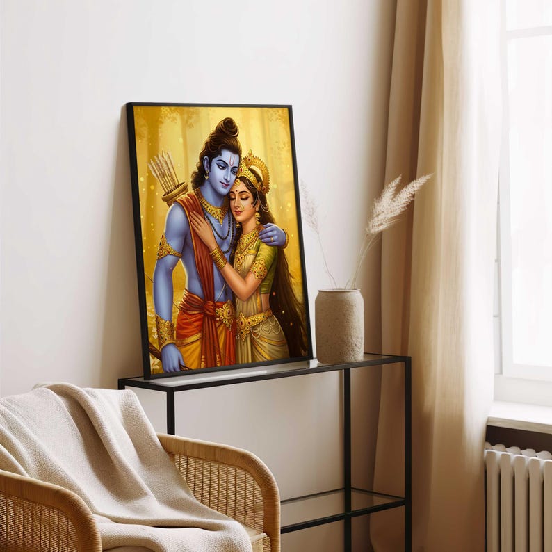 Ram and Sita, Lord Rama, Hindu God Wall Art, Ram, Rama, Indian God ...