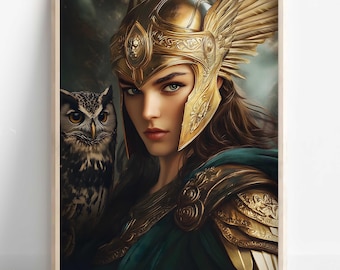 Athena Wall Art, Goddess Athena Canvas, Greek Goddess of the War, Greek Mythology Poster, Ancient Greece Poster, Divine Feminine Decor