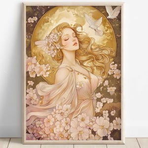 Aphrodite Wall Art, Greek Goddess of Beauty Print, Divine Feminine Decor, Ancient Greece-Inspired Painting, Greek Mythology Poster