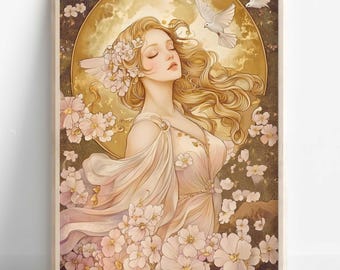 Aphrodite Wall Art, Greek Goddess of Beauty Print, Divine Feminine Decor, Ancient Greece-Inspired Painting, Greek Mythology Poster