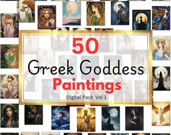 50 Greek Goddesses bundle, Athena, Nyx, Selene, Artemis, Aphrodite, Hestia, Demeter, Hera, Persephone, Hestia, Hecate, Gaia, Selene, Eris...