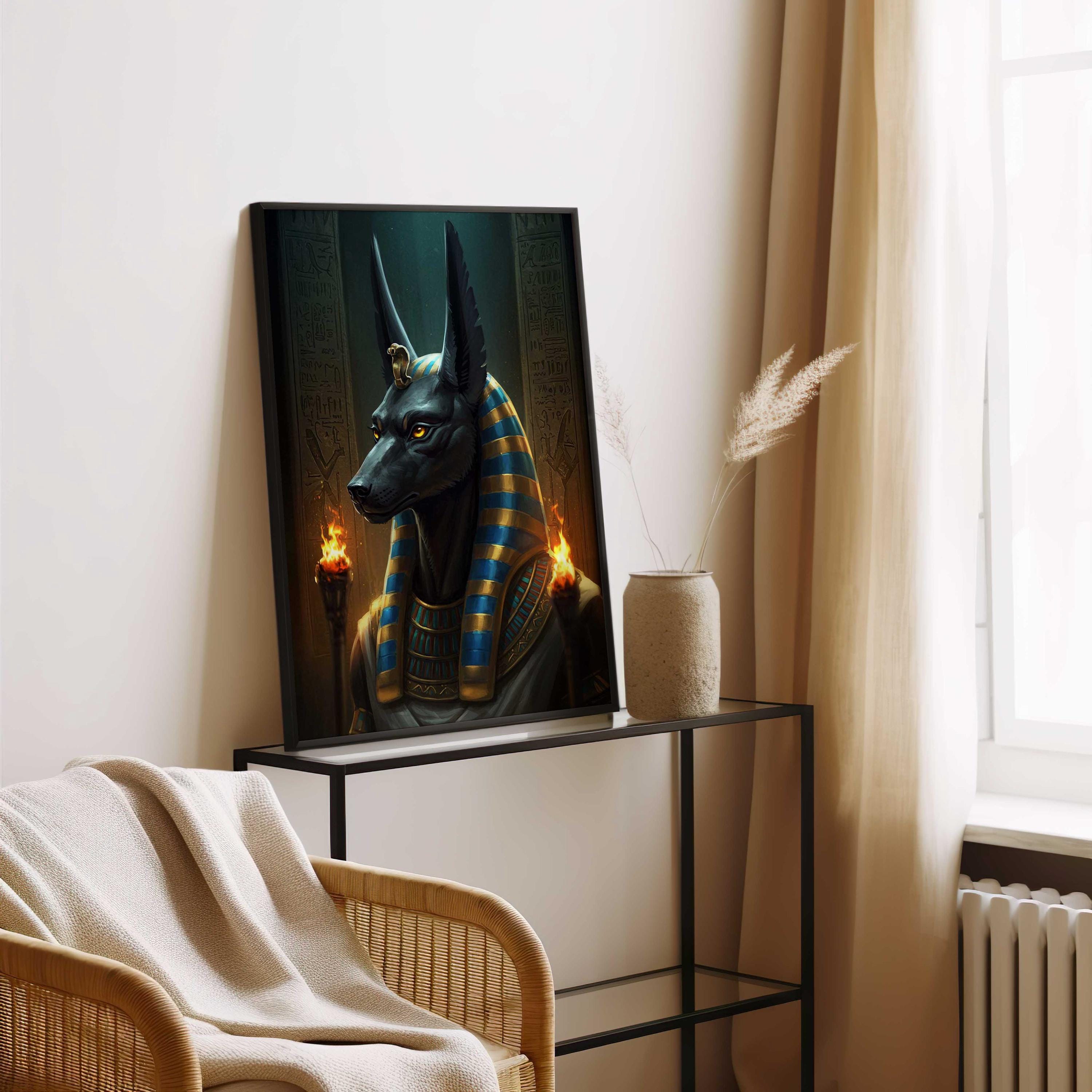 エジプト神アヌビスのプリント、アヌビスの壁アート、古代エジプト神話