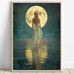 Galene Wall Art, Greek Goddess of Calm Waters, Art Nouveau, Mythology Print, Divine Feminine Home Decor, Feminine Energy Artwork
