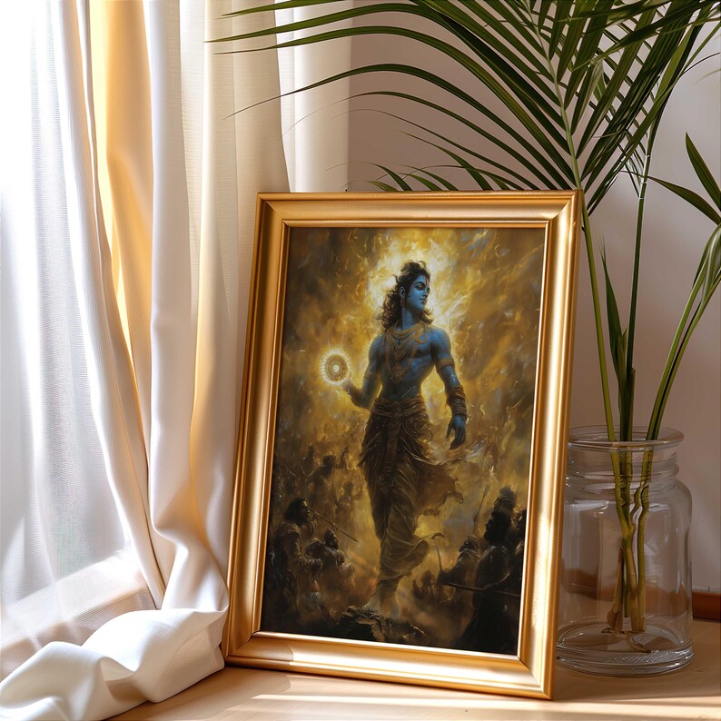 Krishna Art, Krishna With Sudarshan Chakra in Mahabharat, Krishna ...