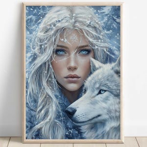 Skadi Wall Art, Norse Mythology Decor, Viking Goddess, Goddess of Winter, Nordic Wall Art, Skadi with Bow and Mountains, Norse Home Decor