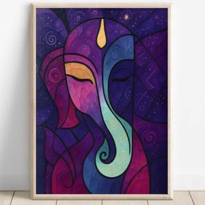 Ganesh Abstract Wall Art, Lord Ganesh, Ganesha, Hindu God Wall Art, Indian God, Poster Print, Canvas, Ganesh Digital Print
