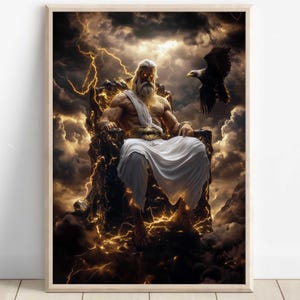Zeus Wall Art, King of the gods, Greek gods poster, Greek god decor, Greek gods wall art, Greek mythology, Greek god Zeus art