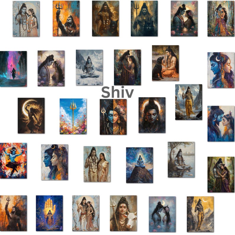 140 Hindu Gods Paintings Digital Pack Vol 1, Lakshmi, Saraswati, Krishna, Shiv, Kali, Hanuman, Ram, Vishnu, Durga, Brahma, Instant download image 7