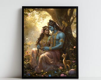 Ram and Sita, Lord Rama, Hindu God Wall Art, Ram, Rama, Indian God, Digital Print of Ram