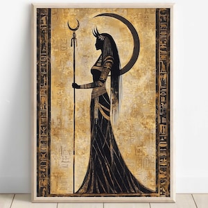 Egyptian Goddess Nephthys Print, Nephthys Goddess Wall Art, Ancient Egyptian Mythology Decor, Protective Goddess Artwork, Egyptian Art Print