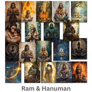 140 Hindu Gods Paintings Digital Pack Vol 1, Lakshmi, Saraswati, Krishna, Shiv, Kali, Hanuman, Ram, Vishnu, Durga, Brahma, Instant download image 9