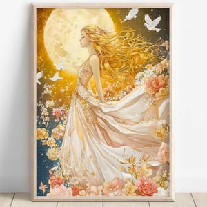 Aphrodite Wall Art, Greek Goddess of Beauty Print, Divine Feminine Decor, Ancient Greece-Inspired Painting, Greek Mythology Poster