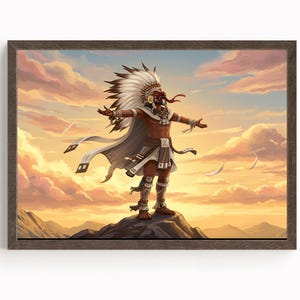 Aztec Wall Art, Ehecatl Art, Aztec God of Wind Decor, Aztec Mythology Artwork, Mexican Aztec Art, God of Breeze and Air
