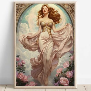 Aphrodite Wall Art, Greek Goddess of Beauty Print, Divine Feminine Decor, Ancient Greece-Inspired Painting, Greek Mythology Poster