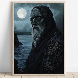 Manannán mac Lir Celtic God Wall Art, Irish Mythology Print, God of the Sea and Beyond, Celtic Tonalism Decor, Celtic Spiritual Artwork