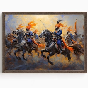 Khalsa Warrior, Sikh Art Print, Bold Warrior, Traditional Artwork, Spiritual Wall Art, Vibrant Punjab Heritage, Martial Sikh History