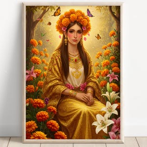 Aztec Wall Art, Xochiquetzal Art, Aztec Goddess of Beauty Decor, Aztec Mythology Artwork, Mexican Aztec Art, Goddess of Love and Fertility