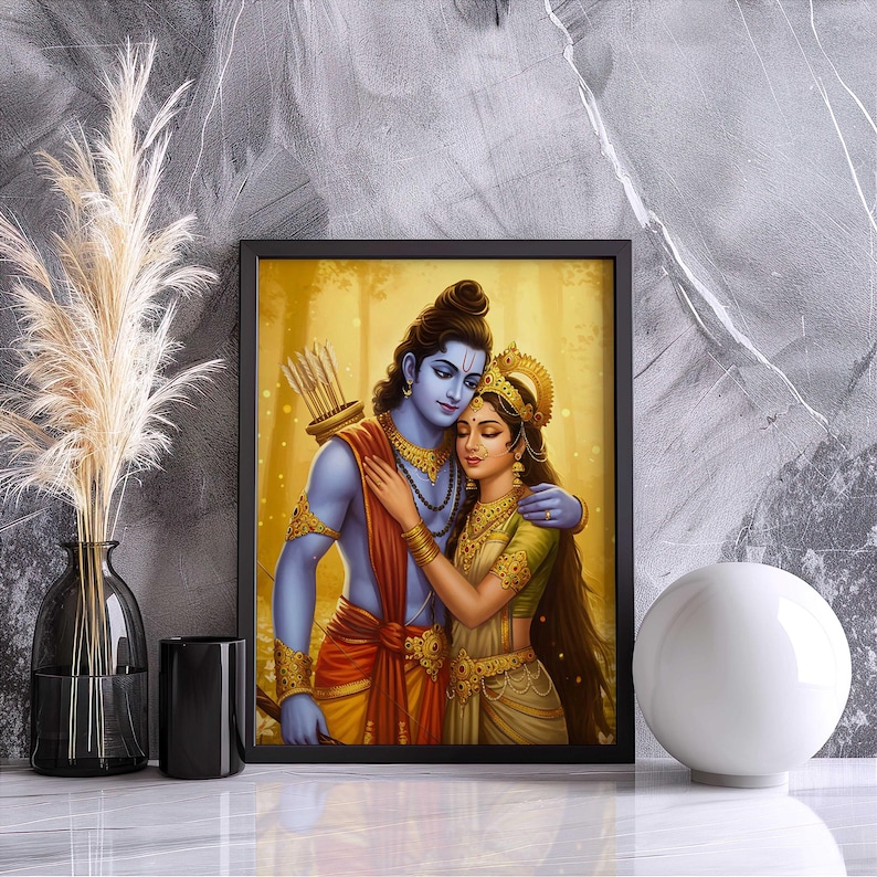 Ram and Sita, Lord Rama, Hindu God Wall Art, Ram, Rama, Indian God ...