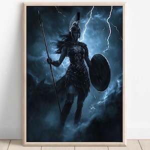 Athena Wall Art, Goddess Athena Canvas, Greek Goddess of the War, Greek Mythology Poster, Ancient Greece Poster, Divine Feminine Decor