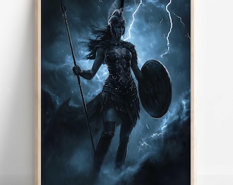 Athena Wall Art, Goddess Athena Canvas, Greek Goddess of the War, Greek Mythology Poster, Ancient Greece Poster, Divine Feminine Decor