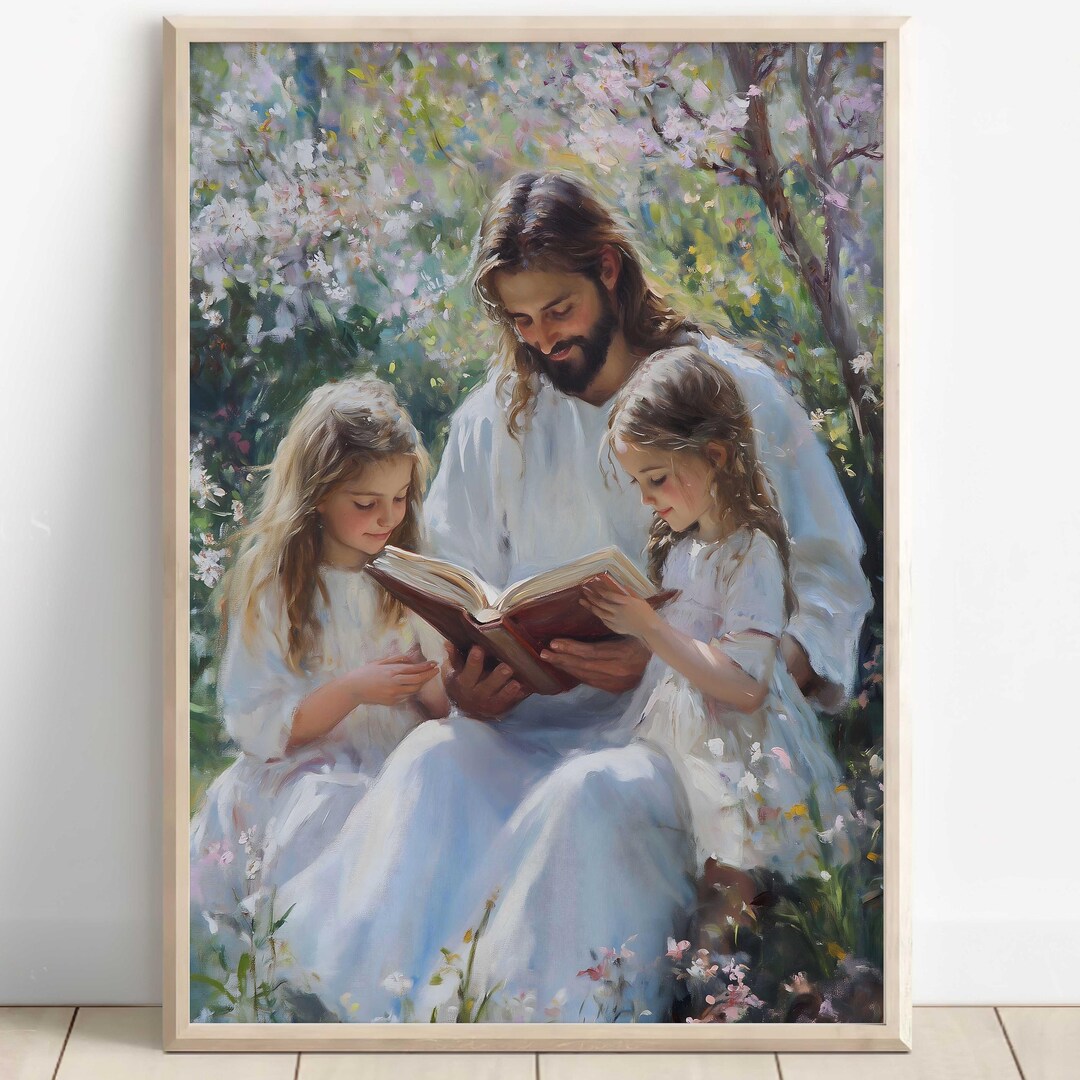 Christian Art, Jesus Christ Reading Bible, Christ With Kids, Modern ...