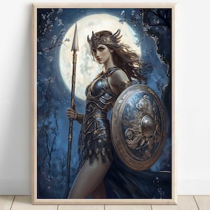 Athena Wall Art, Goddess Athena Canvas, Greek Goddess of the War, Greek Mythology Poster, Ancient Greece Poster, Divine Feminine Decor