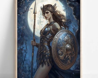 Athena Wall Art, Goddess Athena Canvas, Greek Goddess of the War, Greek Mythology Poster, Ancient Greece Poster, Divine Feminine Decor