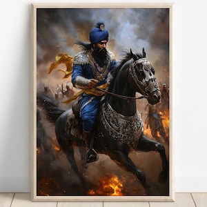 Khalsa Warrior, Sikh Art Print, Bold Warrior, Traditional Artwork, Spiritual Wall Art, Vibrant Punjab Heritage, Martial Sikh History