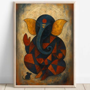 Ganesh Abstract Wall Art, Lord Ganesh, Ganesha, Hindu God Wall Art, Indian God, Poster Print, Canvas, Ganesh Digital Print