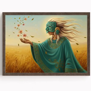 Aztec Wall Art, Ehecatl Art, Aztec God of Wind Decor, Aztec Mythology Artwork, Mexican Aztec Art, God of Breeze and Air