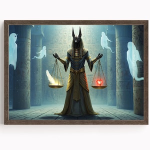 Egyptian God Anubis Print, Anubis Wall Art, Ancient Egyptian Mythology Decor, Jackal God of the Afterlife Artwork, Egyptian Art Print