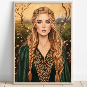 Sif Wall Art, Norse Mythology Decor, Viking Goddess Artwork, Goddess of Fertility, Nordic Wall Art, Sif with Golden Hair, Norse Home Decor