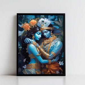 Arte de Krishna, Krishna y Radha, Radha Krishna, Pintura de Krishna, Dios hindú, Arte mural de Dios hindú, Dios indio, Impresión digital de Krishna