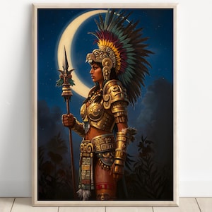 Aztekische Wandkunst, Coyolxauhqui Kunst, aztekische Mondgöttin Dekoration, aztekische Mythologie, mexikanische aztekische Kunst, Mondgöttin
