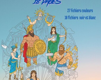 Educational and fun coloring book for children – Greek gods and goddesses – mythology –