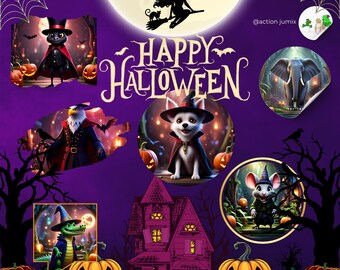 Digital pack +/- 200 Animal Emoticons for HALLOWEEN, Animal Stickers for Chats and Networks.