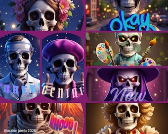 Avatar emoji Gaming 26 Kawaii Skull | Skulls Exports PNG digital profile images – instant download.