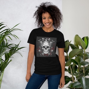 Gothic Skull T-Shirt | Dark Aesthetic Tee | Gothic Apparel | Black Unisex Shirt | Alternative Clothing