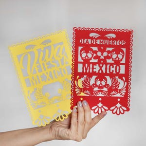Dia De Muertos & Viva Mexico laser cut cricut template svg set, Custom papel picado papercut banner, Mexican fiesta decor, dxf pdf cdr ai