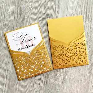 Spitze ornamental SVG Mandala Panel Tasche Hochzeitseinladung Vorlage 5x7, Sweet 16 Pocket Umschlag Laser geschnitten, Cricut Papercut Cameo dxf ai