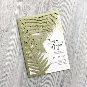 Farntasche Einladungsumschlag Vorlage SVG, Panel 5x7 Hochzeitseinladung für Cricut, Lasercut und Silhouette Cameo Papercut dxf ai cdr pdf
