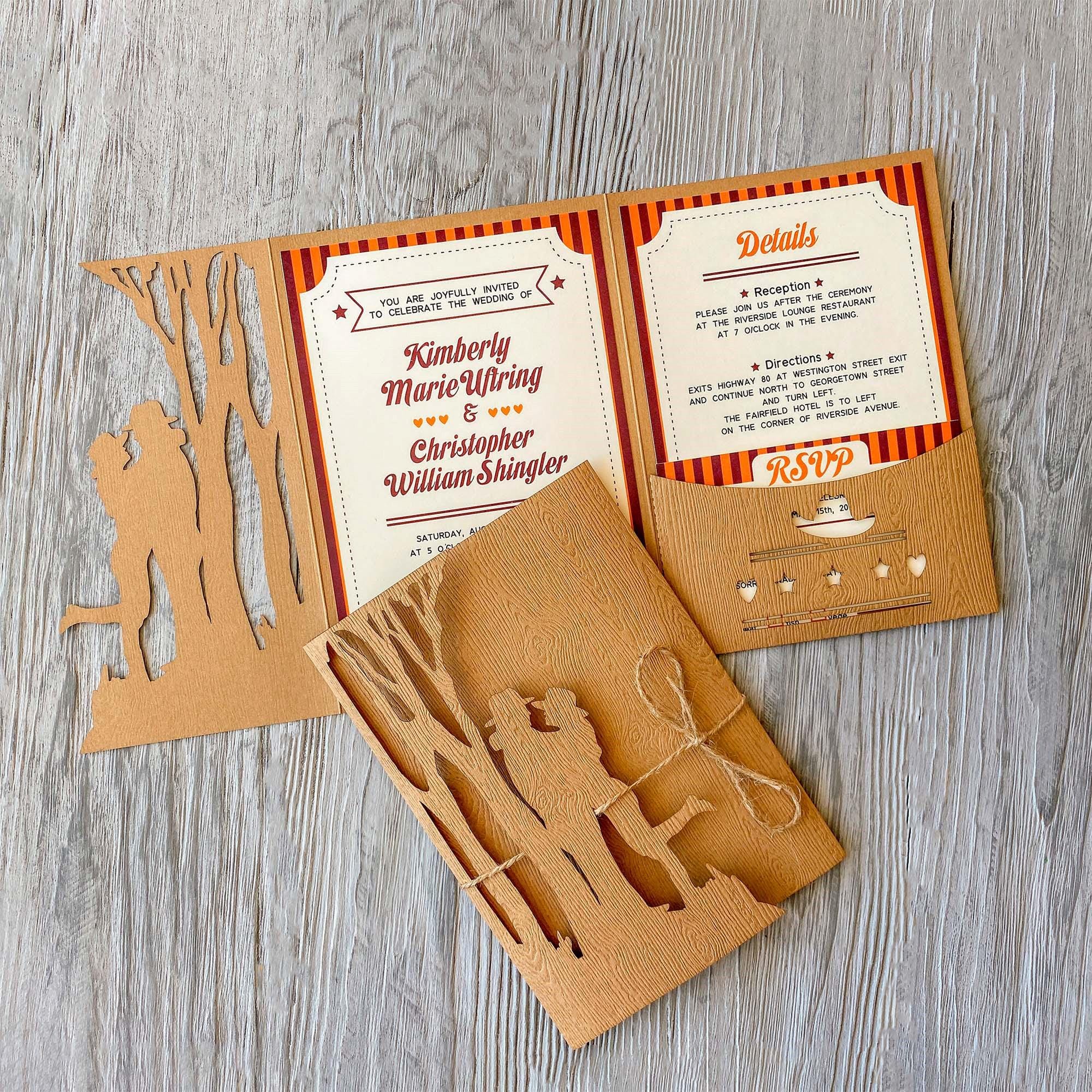 Svg western wedding invitation tri-fold cricut template