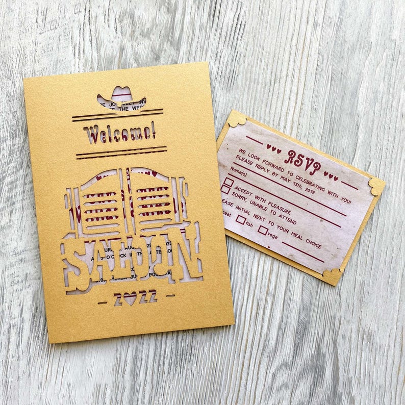 Sloon Inviation Cowboy Hat Svg Western Invitation Cricut Template, Wild West Texas ...