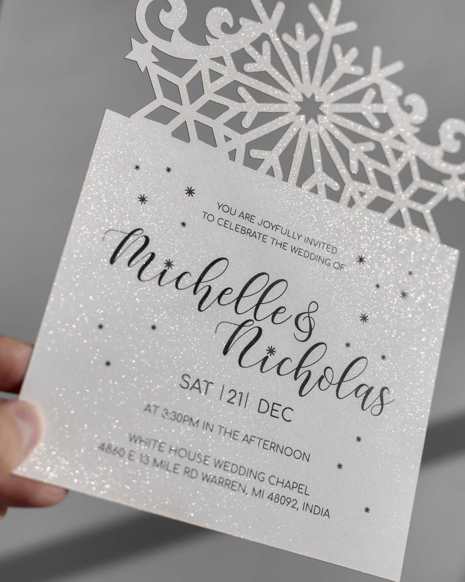 Snow Invitation Winter Template Svg, Menu Snowflake Invites, Cricut New ...