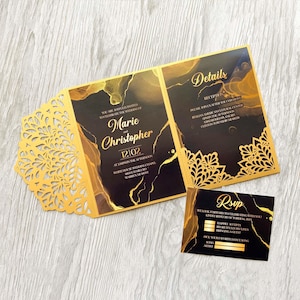 Blumenzweig Ornament SVG Hochzeitseinladung Vorlage, Trifold 5x7 Cricut Laser Cut Taschenumschlag, Papercut Cameo Cdr Ai Dxf PDF SVG Dateien