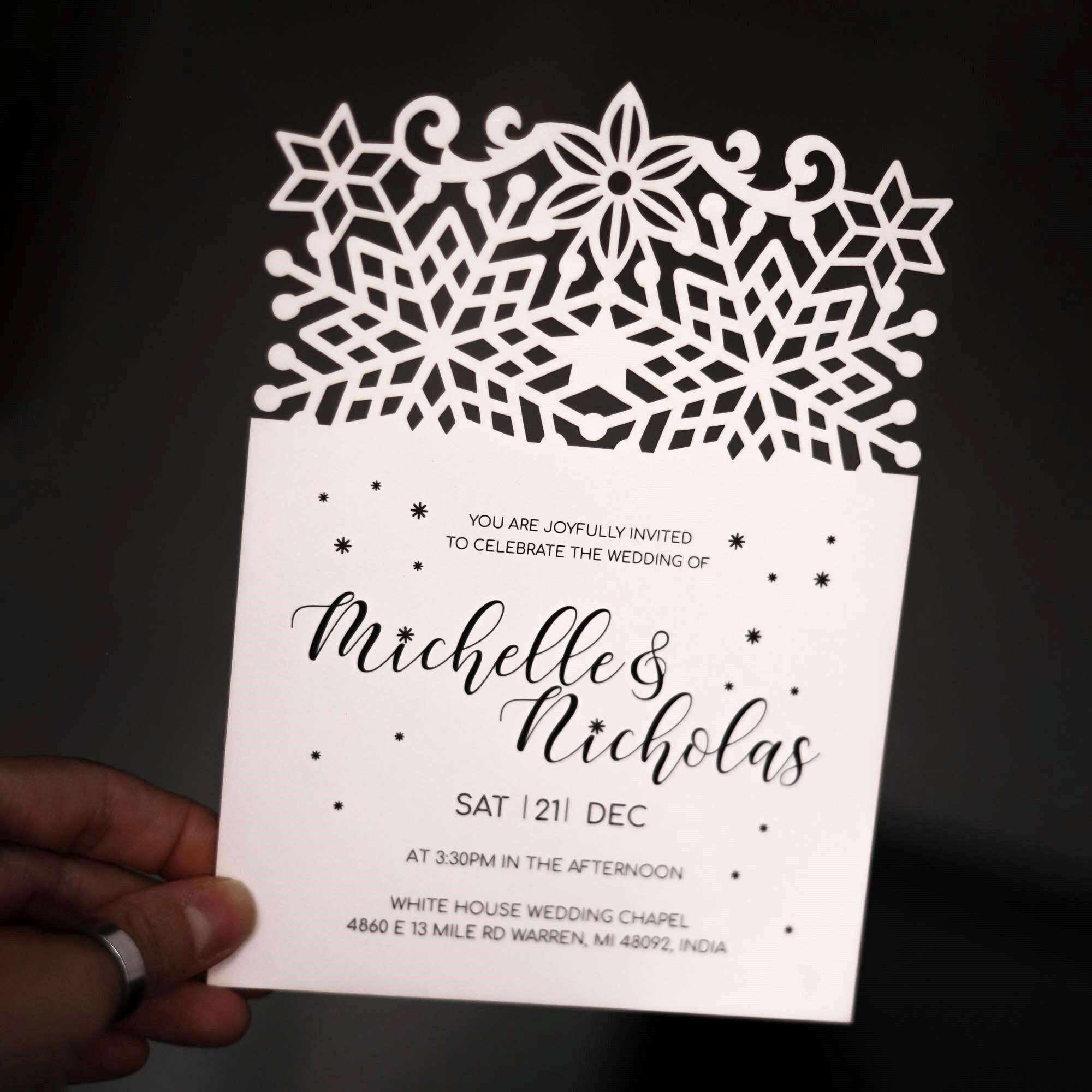 Snow Invitation Winter Template Svg, Menu Snowflake Invites, Cricut New ...