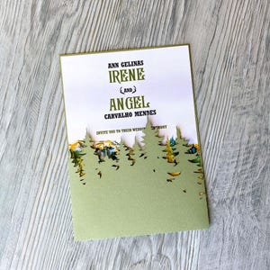 Grüner Wald Cricut Hochzeitseinladung SVG Vorlage 5x7, Kiefern Panel Tascheneinladung, Lasercut Umschlag Papercut Cameo dxf pdf ai cdr